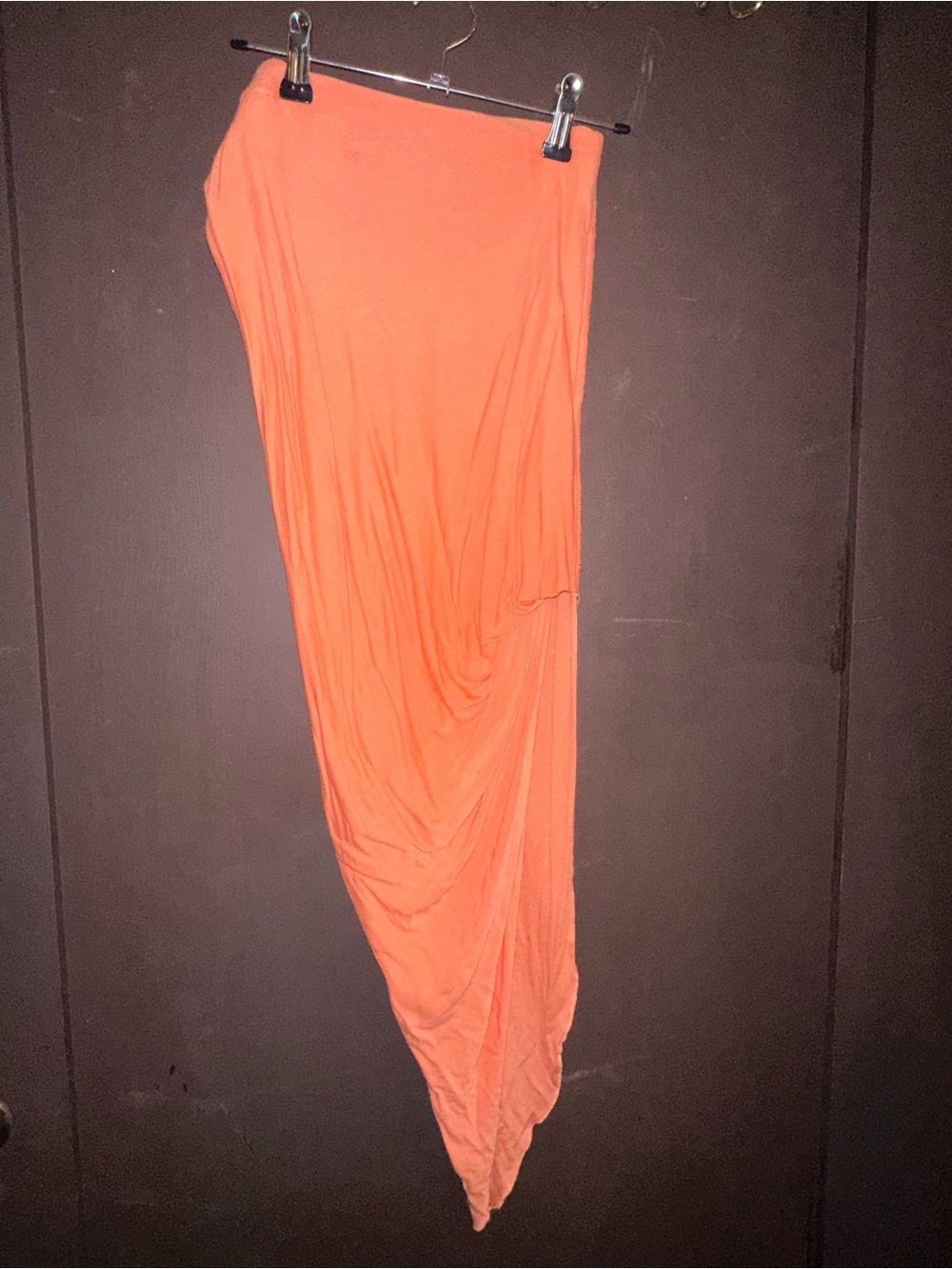 H&M Coral Orange Asymmetrical Draped Skirt